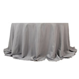 Silver Seamless Premium Polyester Round Tablecloth - 220GSM for 6 Foot Table With Floor-Length 