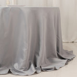 Silver Seamless Premium Polyester Round Tablecloth - 220GSM for 6 Foot Table With Floor-Length 