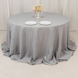 Silver Seamless Premium Polyester Round Tablecloth - 220GSM for 6 Foot Table With Floor-Length 