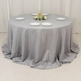 Silver Seamless Premium Polyester Round Tablecloth - 220GSM for 6 Foot Table With Floor-Length 