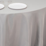 Silver Seamless Premium Polyester Round Tablecloth - 220GSM for 6 Foot Table With