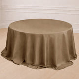 Brown round tablecloth draped elegantly over a table.