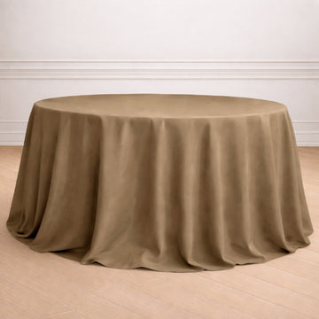 Polyester 132" Round Tablecloth Taupe - Seamless Chic Table Cover