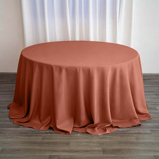 Terracotta (Rust) Seamless Polyester Round Tablecloth