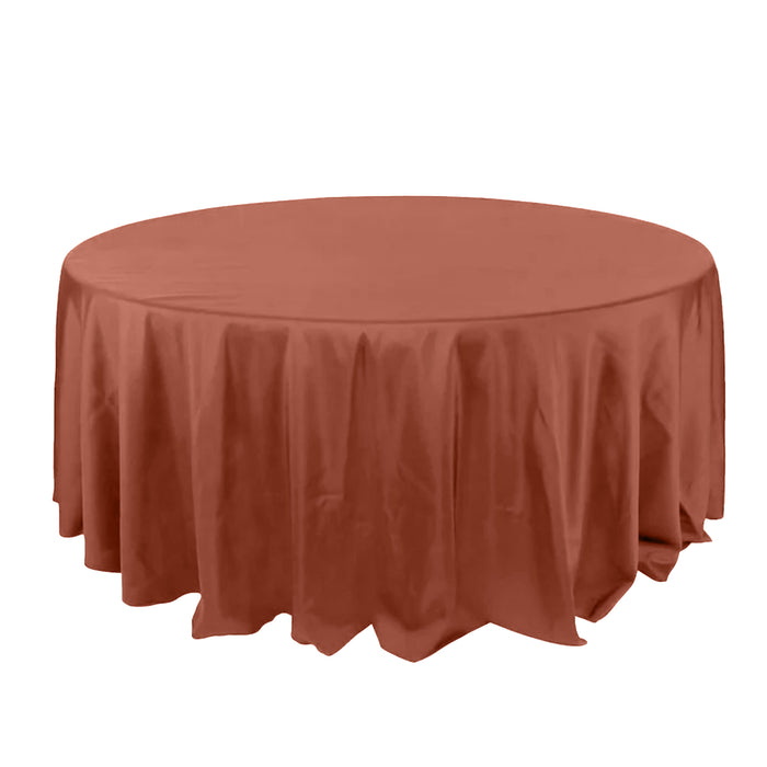 Terracotta (Rust) Seamless Polyester Round Tablecloth - 132inch