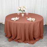 Terracotta (Rust) Seamless Premium Polyester Round Tablecloth 220GSM - 132inch