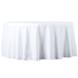 132inch White 200 GSM Seamless Premium Polyester Round Tablecloth