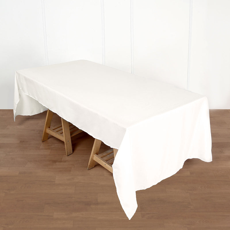 White rectangular tablecloth on a table
