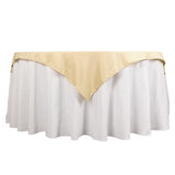 54\"x54\" Beige Premium Polyester Square Table Overlay - 220GSM