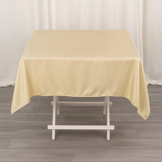 Beige Premium Polyester Square Tablecloth - Add Elegance to Your Event