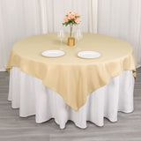 54\"x54\" Beige Premium Polyester Square Table Overlay - 220GSM
