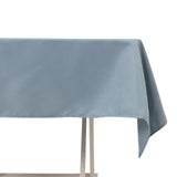 Light blue tablecloth draped over a table edge