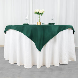 Create a Captivating Green Table Decor with the Hunter Emerald Green Square Table Overlay