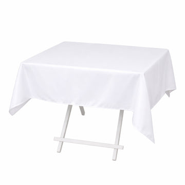 Premium Polyester 54"x54" Square Tablecloth White - Stain and Wrinkle-Resistant 220GSM Finish for Weddings & Events