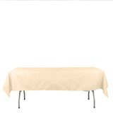 54x96Inch Beige Polyester Linen Rectangle Tablecloth