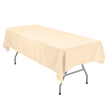 54"x96" Beige Seamless Polyester Linen Rectangle Tablecloth