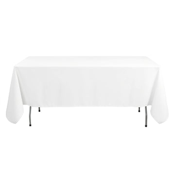 Premium Polyester 54"x96" Rectangle Tablecloth White - Durable 220GSM Stain-Resistant Fabric for Weddings & Events