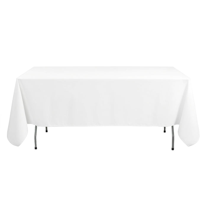 54"x96" White Premium Polyester Rectangle Tablecloth - 220GSM