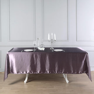 Add Elegance to Your Event with the 60x102 Violet Amethyst Seamless Smooth Satin Rectangular Tablecloth