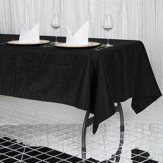 Add Elegance to Your Event with the Black Seamless Premium Polyester Rectangular Tablecloth