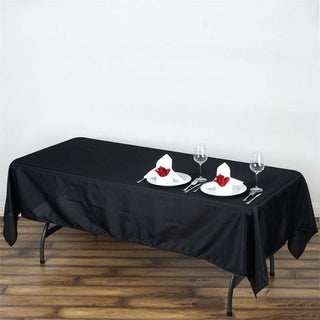 Elevate Your Event with the Black Seamless Polyester Rectangular Tablecloth
