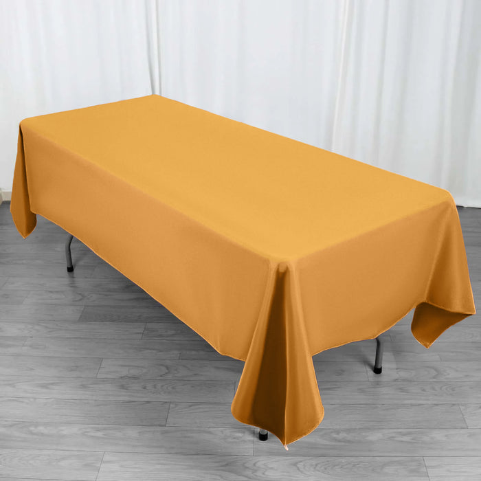 60"x102" Gold Premium Polyester Rectangular Tablecloth - 220GSM