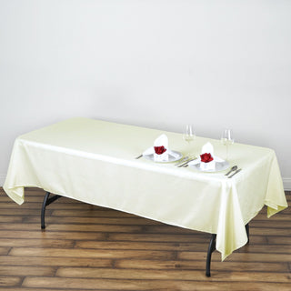 Enhance Your Event Décor with the Elegant Ivory Seamless Polyester Rectangular Tablecloth