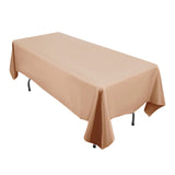 Beige rectangular tablecloth on a table