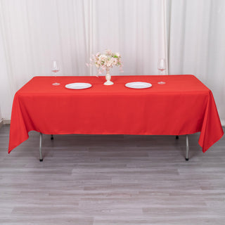 Elevate Your Event Decor with the Stunning 60"x102" Red Seamless Premium Polyester Rectangular Tablecloth