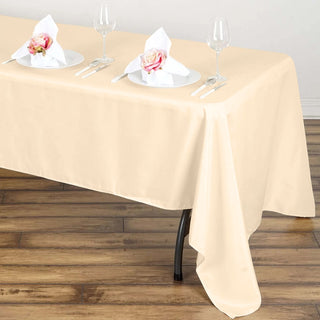 Elevate Your Event with the Beige Polyester Tablecloth