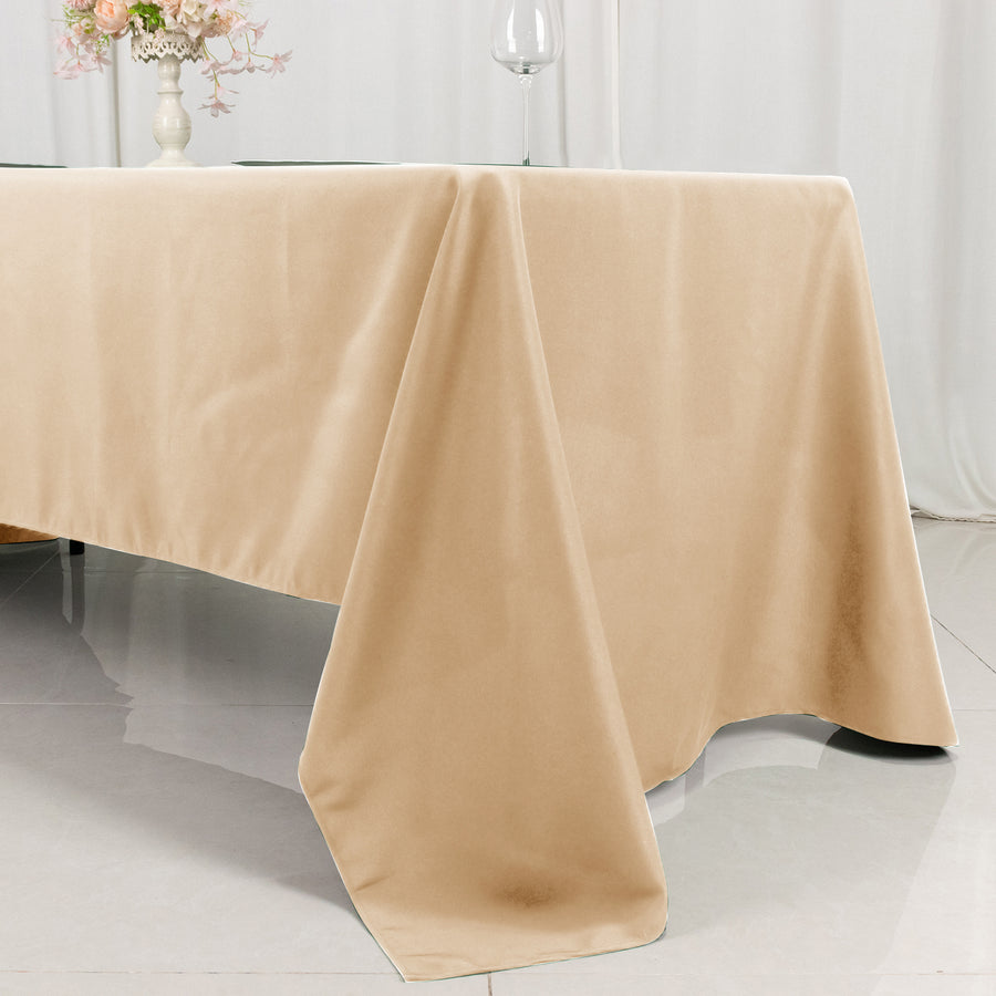 Beige Seamless Premium Polyester Rectangular Tablecloth - 220GSM
