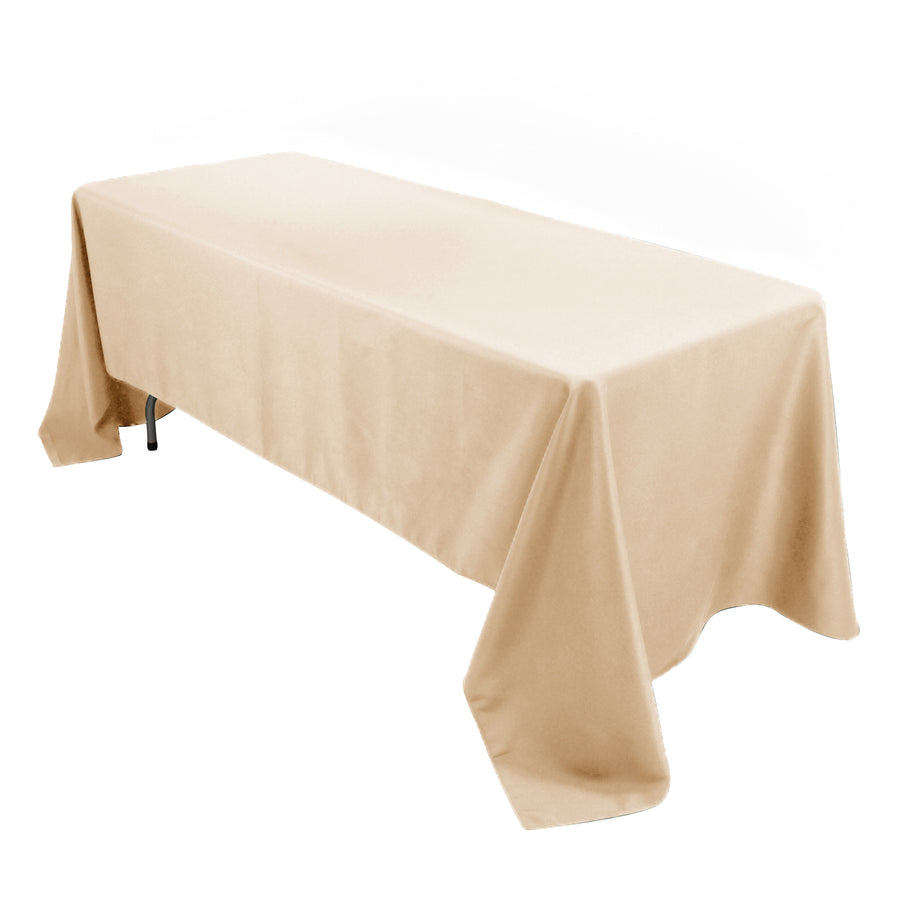 Beige Seamless Premium Polyester Rectangular Tablecloth - 220GSM