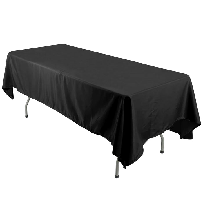 60"x126" Black Polyester Rectangular Tablecloth