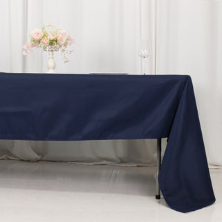 Elevate Your Event with the Navy Blue Polyester Tablecloth