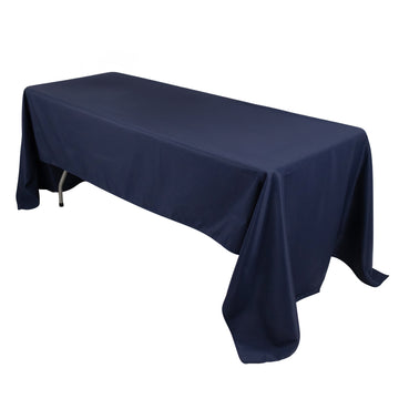 60"x126" Navy Blue Seamless Premium Polyester Rectangular Tablecloth - 220GSM