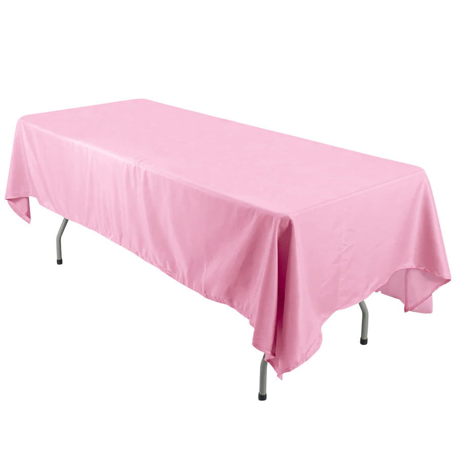 60"x126" Pink Polyester Rectangular Tablecloth