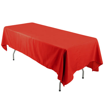 60"x126" Red Seamless Polyester Rectangular Tablecloth