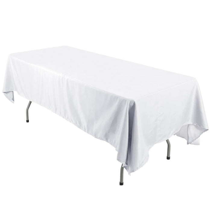 60"x126" White Polyester Rectangular Tablecloth