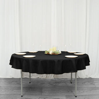 70" Black Seamless Premium Polyester Round Tablecloth - 220GSM
