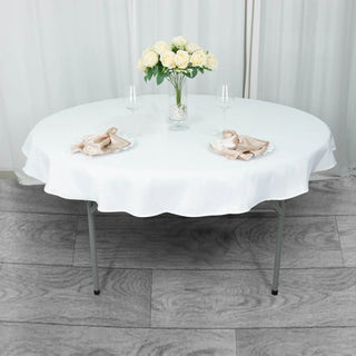 Elevate Your Event with the 70" White Seamless Premium Polyester Round Tablecloth