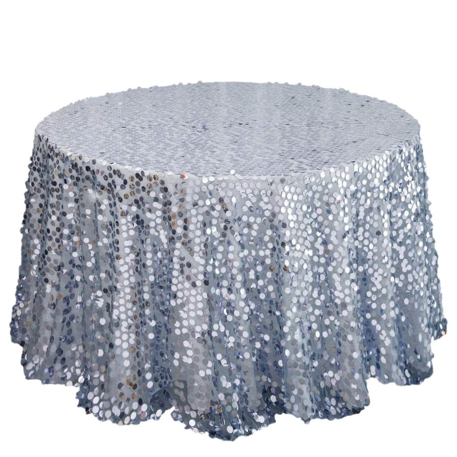 120inch Big Payette Dusty Blue Sequin Round Tablecloth Premium Collection