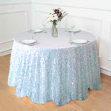 120inch Big Payette Iridescent Blue Sequin Round Tablecloth Premium Collection