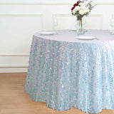 120inch Big Payette Iridescent Blue Sequin Round Tablecloth Premium Collection