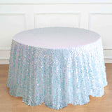 120inch Big Payette Iridescent Blue Sequin Round Tablecloth Premium Collection