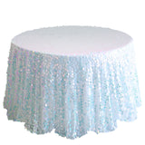 120inch Big Payette Iridescent Blue Sequin Round Tablecloth Premium Collection