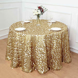 120 inches Big Payette Champagne Sequin Round Tablecloth Premium Collection