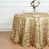 120 inches Big Payette Champagne Sequin Round Tablecloth Premium Collection