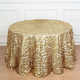 120 inches Big Payette Champagne Sequin Round Tablecloth Premium Collection