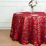 120 inch Big Payette Red Sequin Round Tablecloth Premium Collection