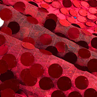 Make a Statement with the 120" Red Seamless Big Payette Sequin Round Tablecloth